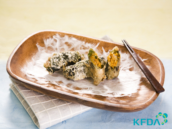 깻잎단호박튀김 완성 사진
